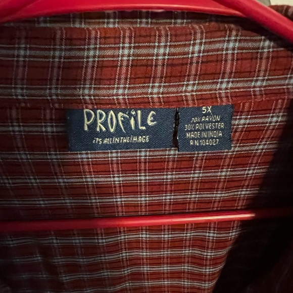 Profile Men's Red and Gray Checkered Shirt - Picture 2 of 4